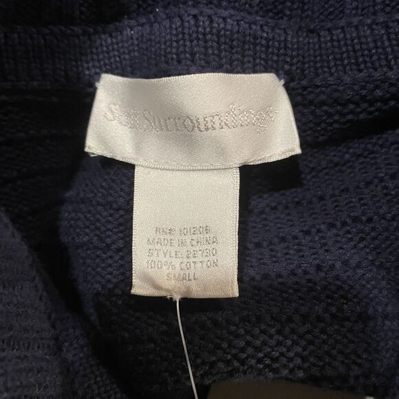 Soft Surroundings Sweater Cardigan Cotton Chunky Knit Short Sleeve Small New - Picture 3 of 6